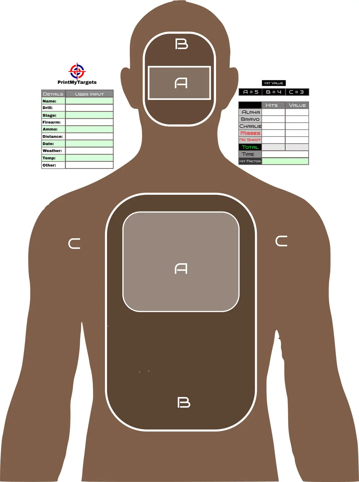 Silhouette Target 50 - Printable Shooting Target