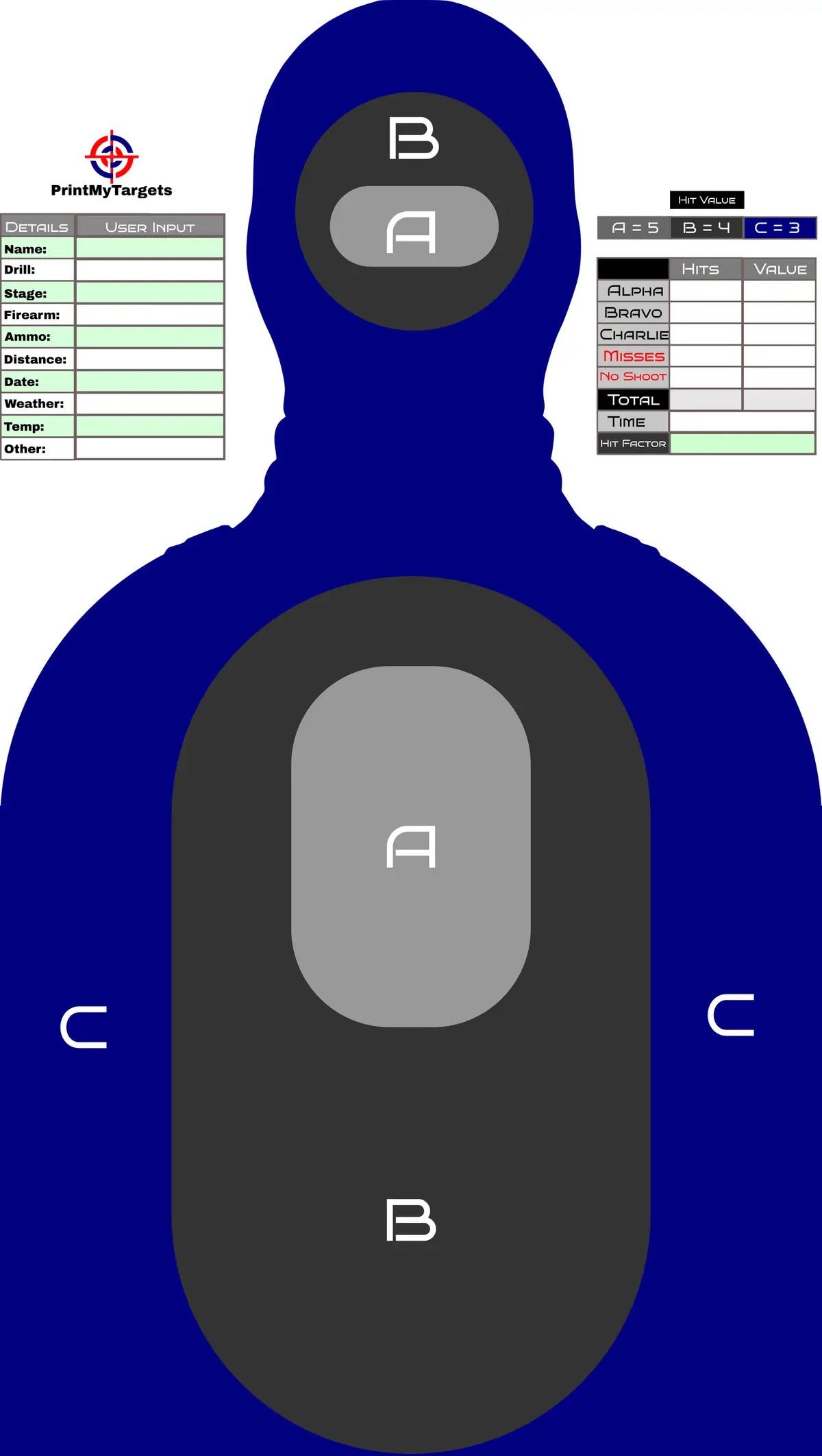 Silhouette Target 55 - Printable Shooting Target