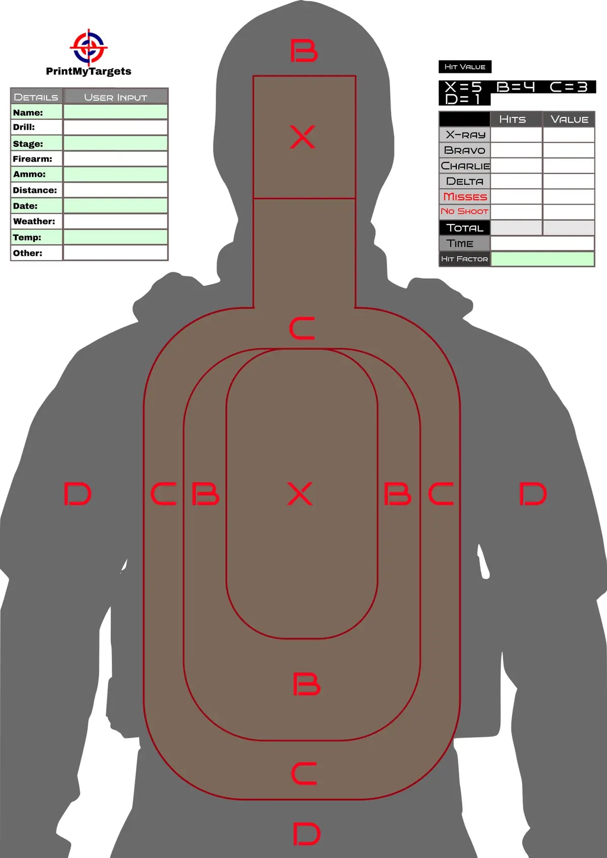 Silhouette Target 44 - Printable Shooting Target